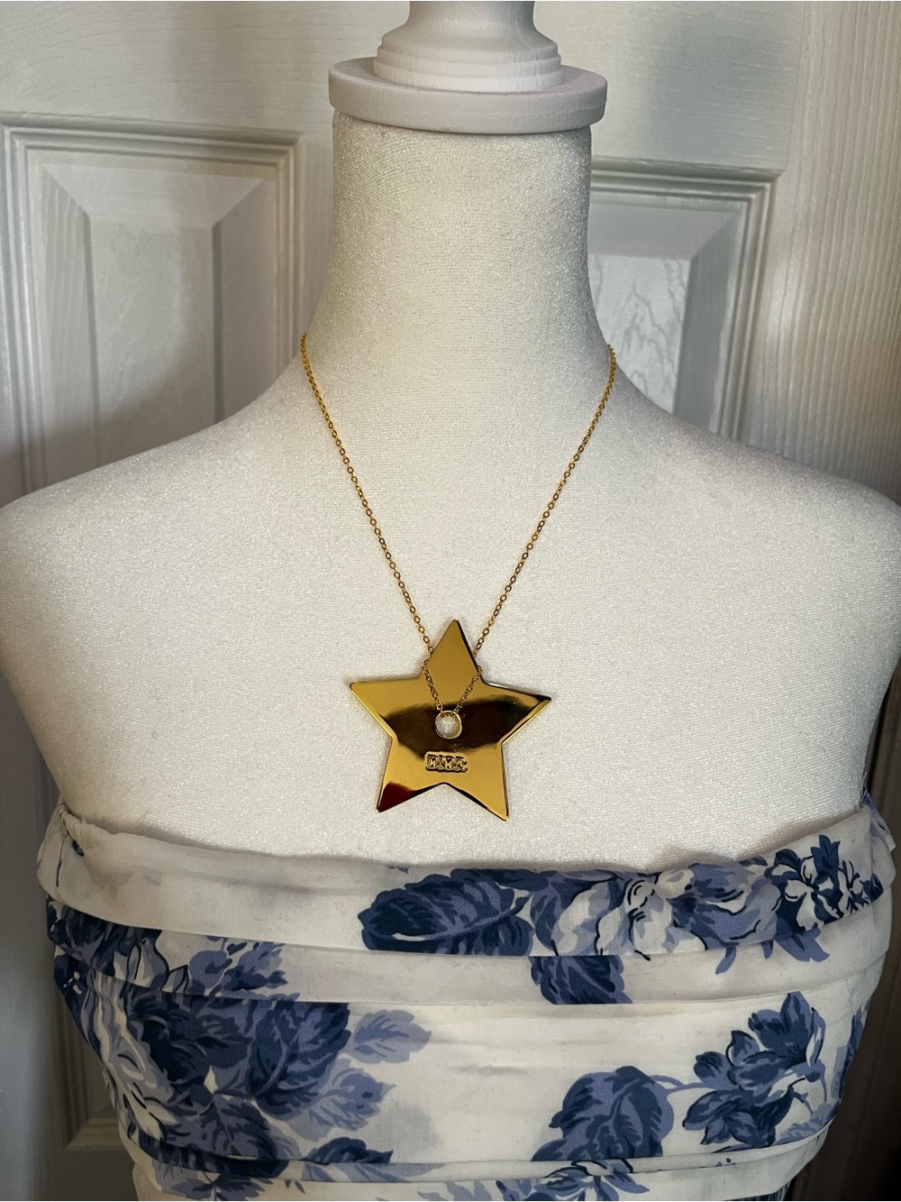 Dior Gold Star Pendant Up cycled Necklace